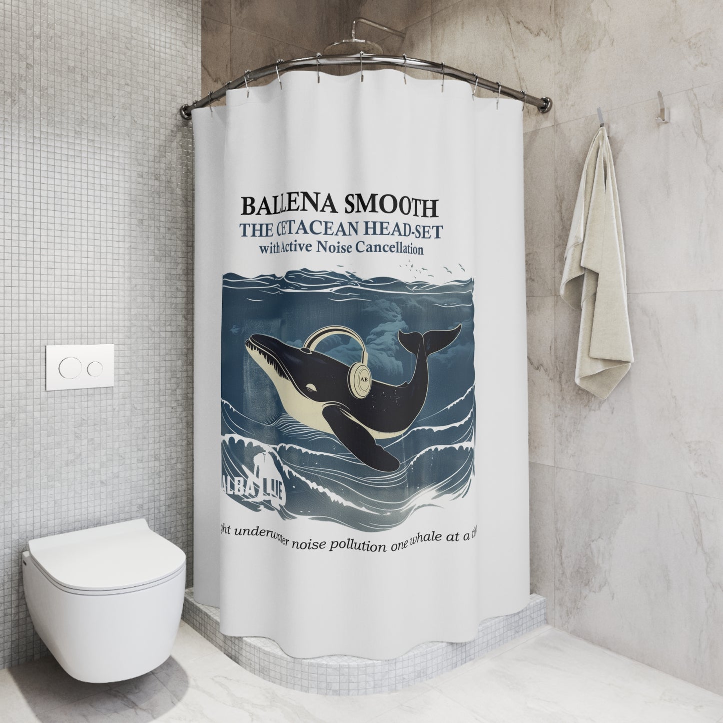 Whale Headphone - Shower Curtain