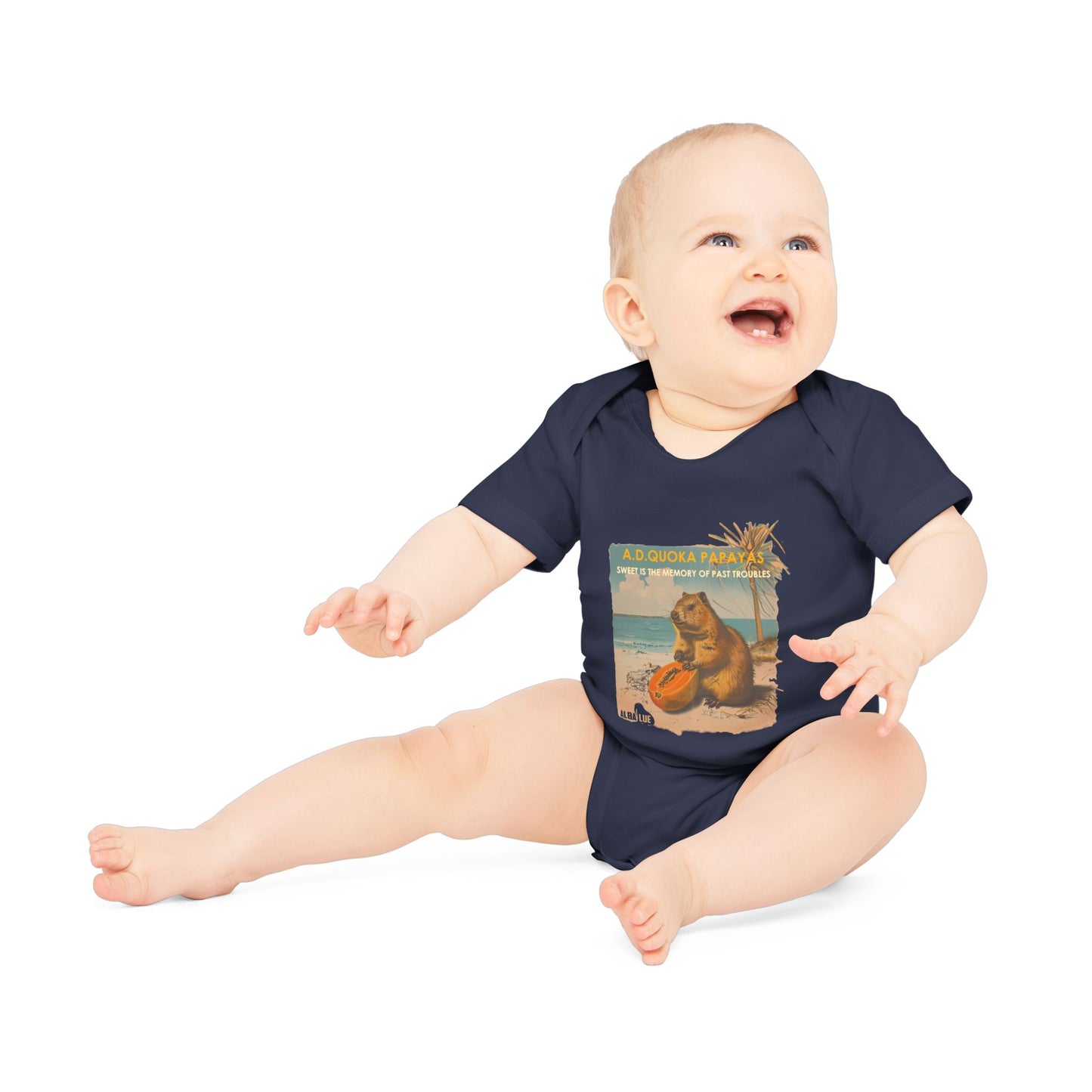 Retro A.D. Quokka Papayas - Infant Bodysuit Organic