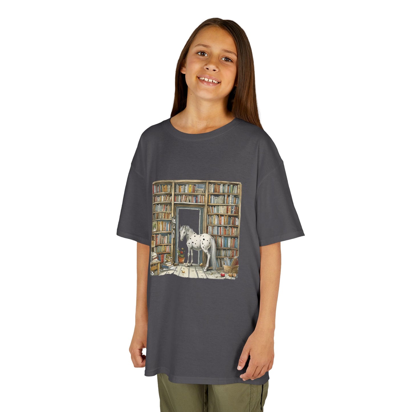 Horse in a Library - Kids T-shirt