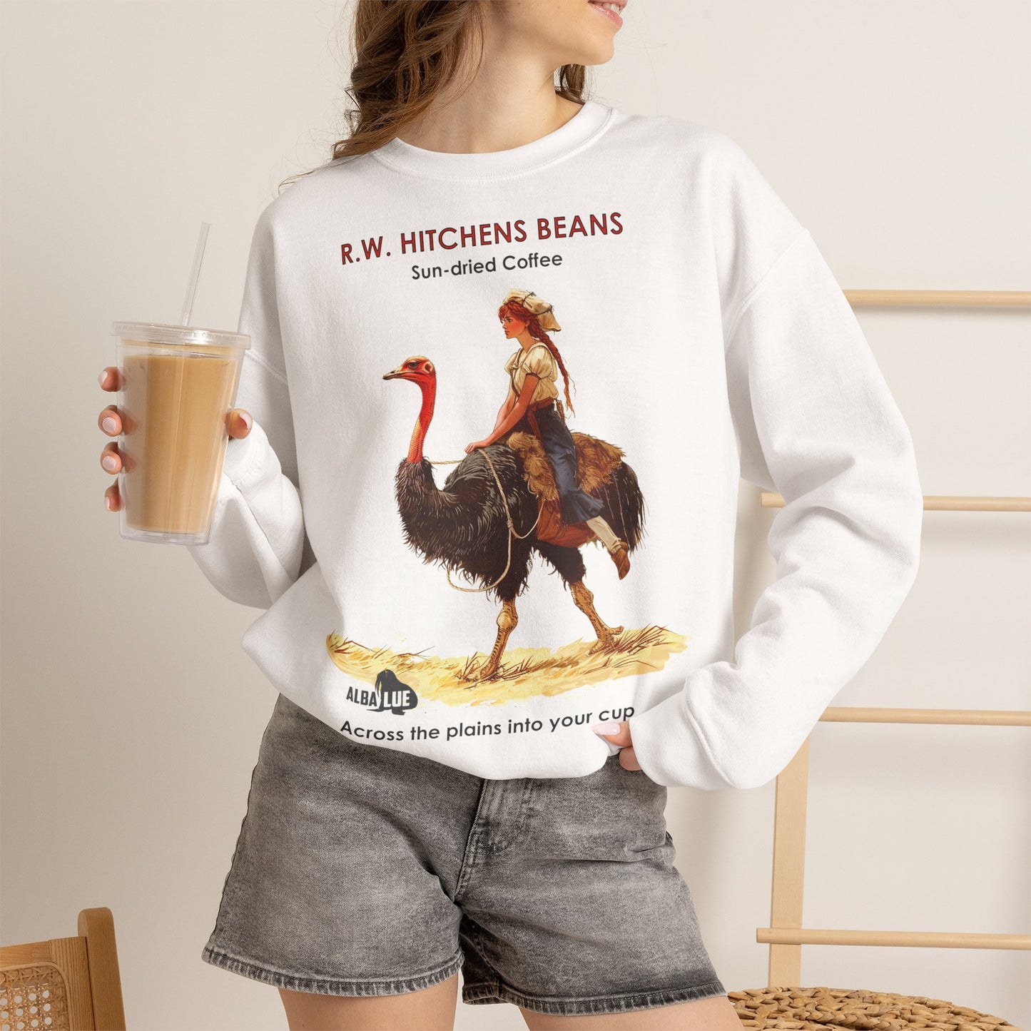 Vintage Ostrich Coffee Ad - Crewneck Sweatshirt