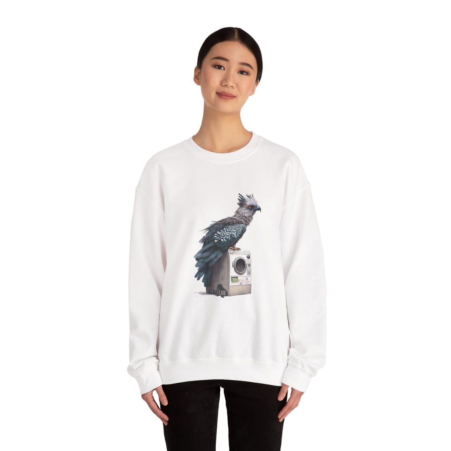 Harpy Eagle Sitting on a Washing Machine  - Crewneck Sweatshirt