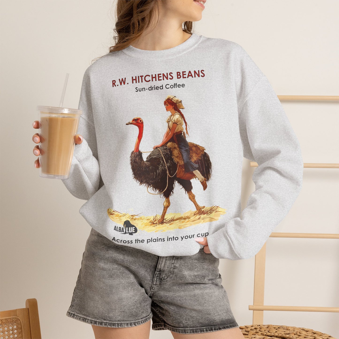 Vintage Ostrich Coffee Ad - Crewneck Sweatshirt