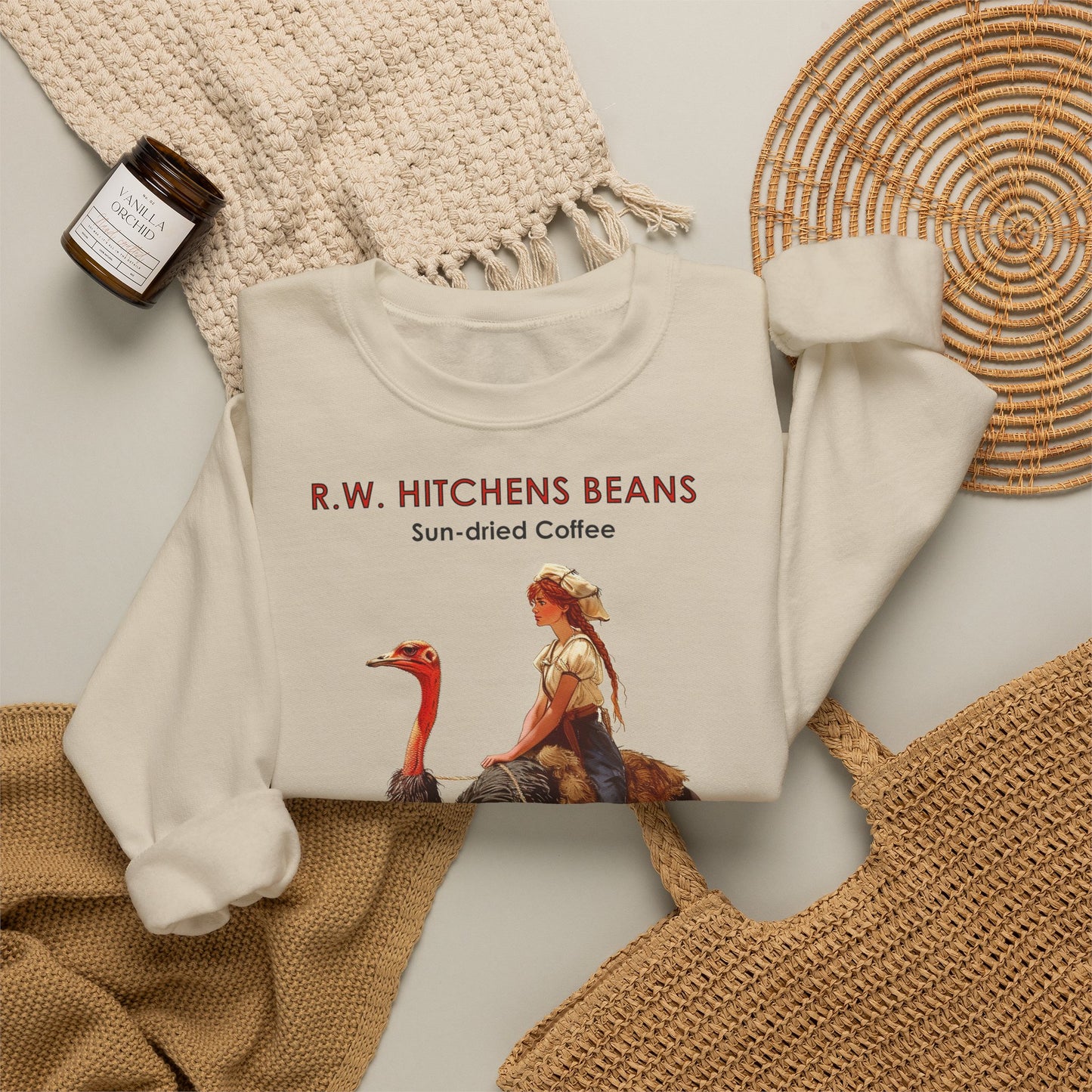 Vintage Ostrich Coffee Ad - Crewneck Sweatshirt