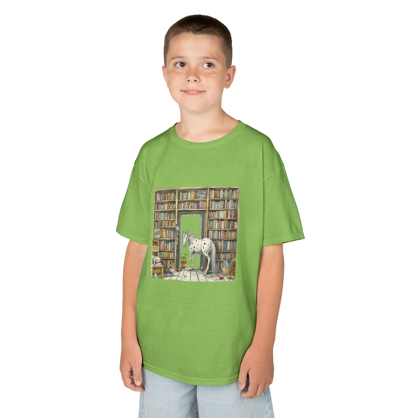 Horse in a Library - Kids T-shirt