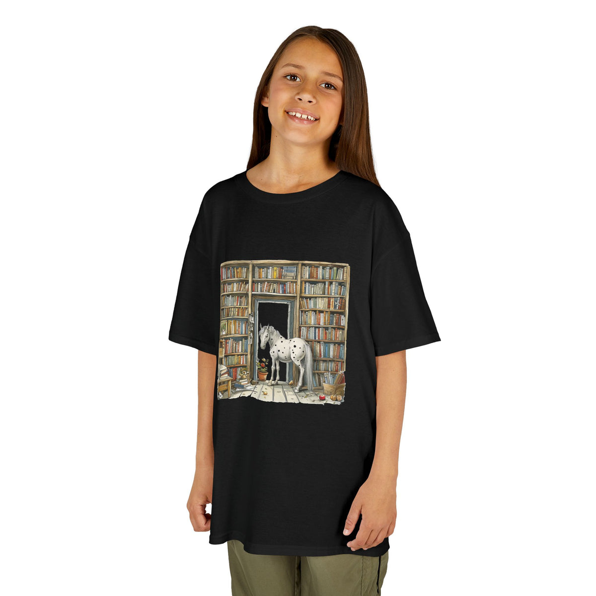 Horse in a Library - Kids T-shirt