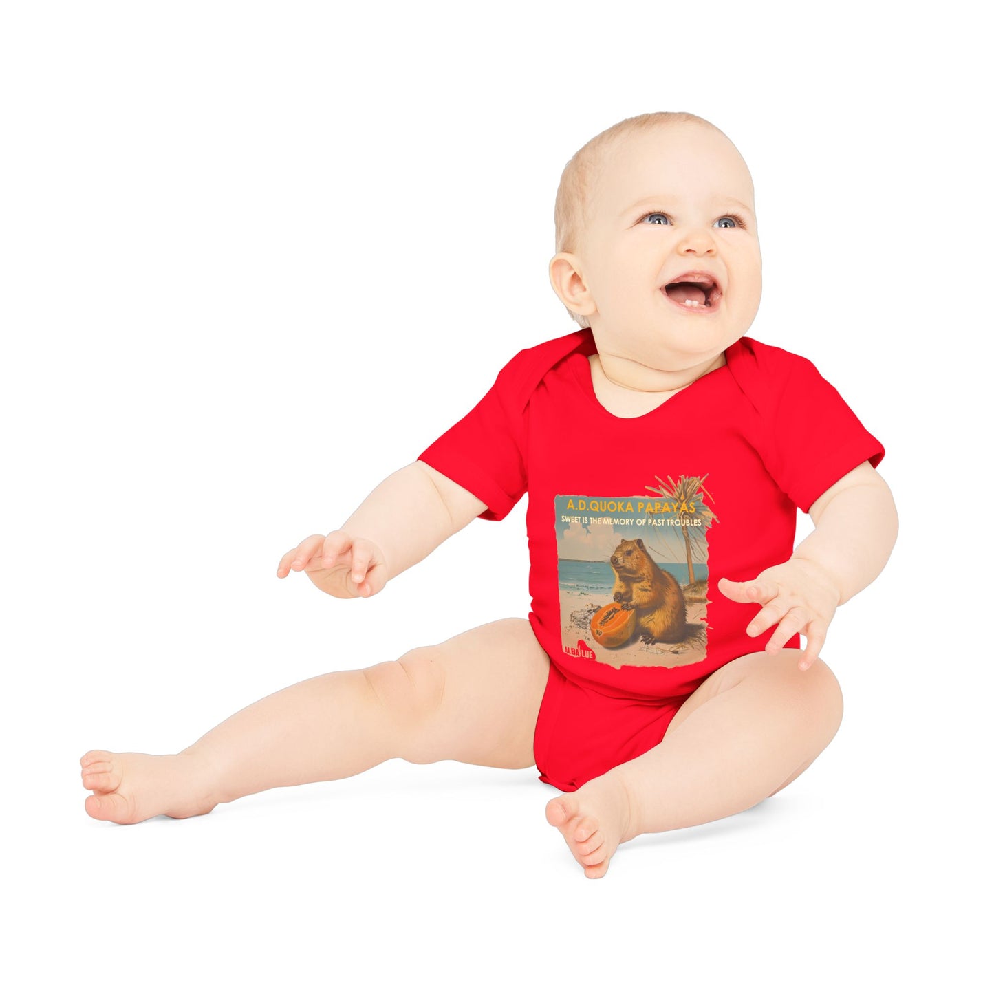 Retro A.D. Quokka Papayas - Infant Bodysuit Organic