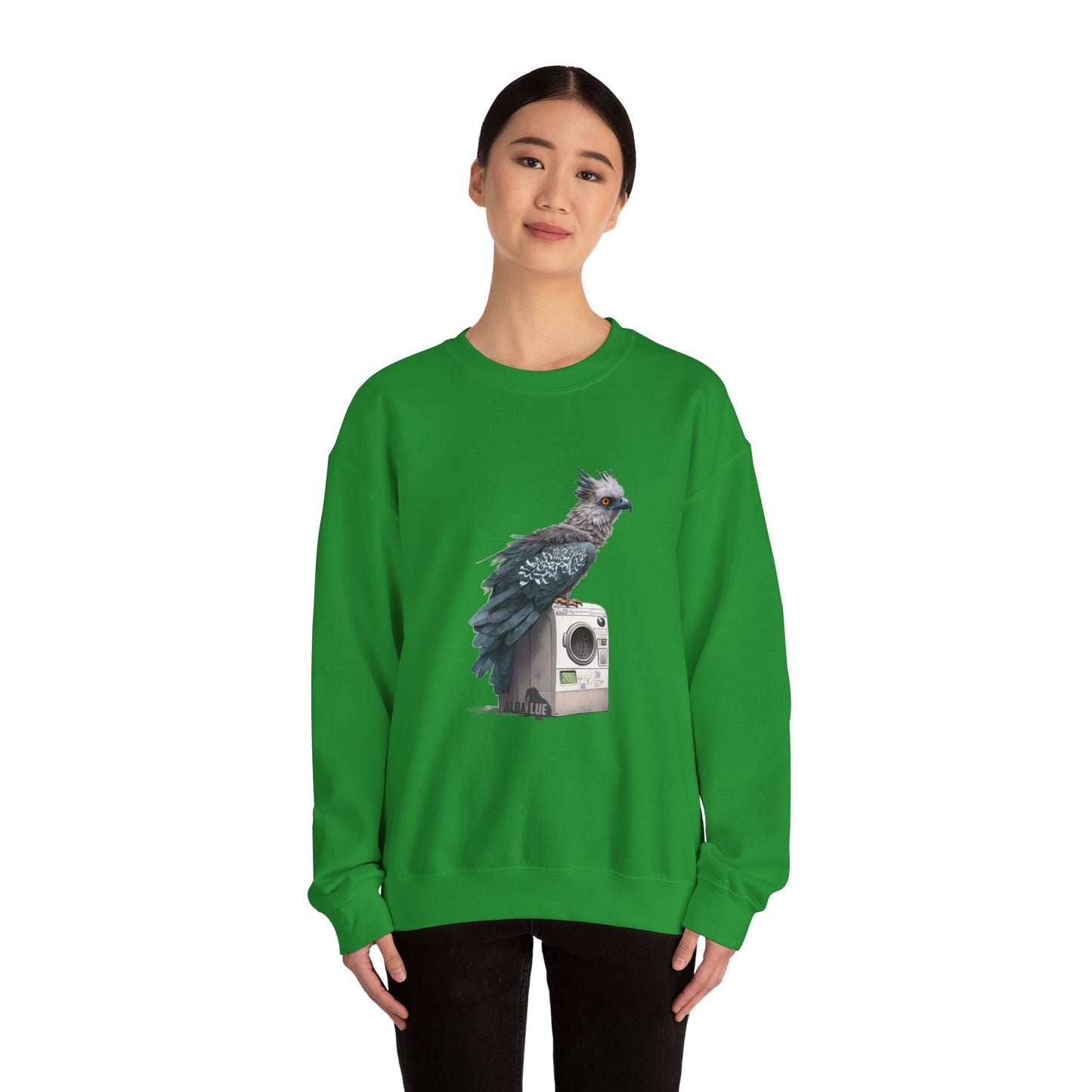 Harpy Eagle Sitting on a Washing Machine  - Crewneck Sweatshirt