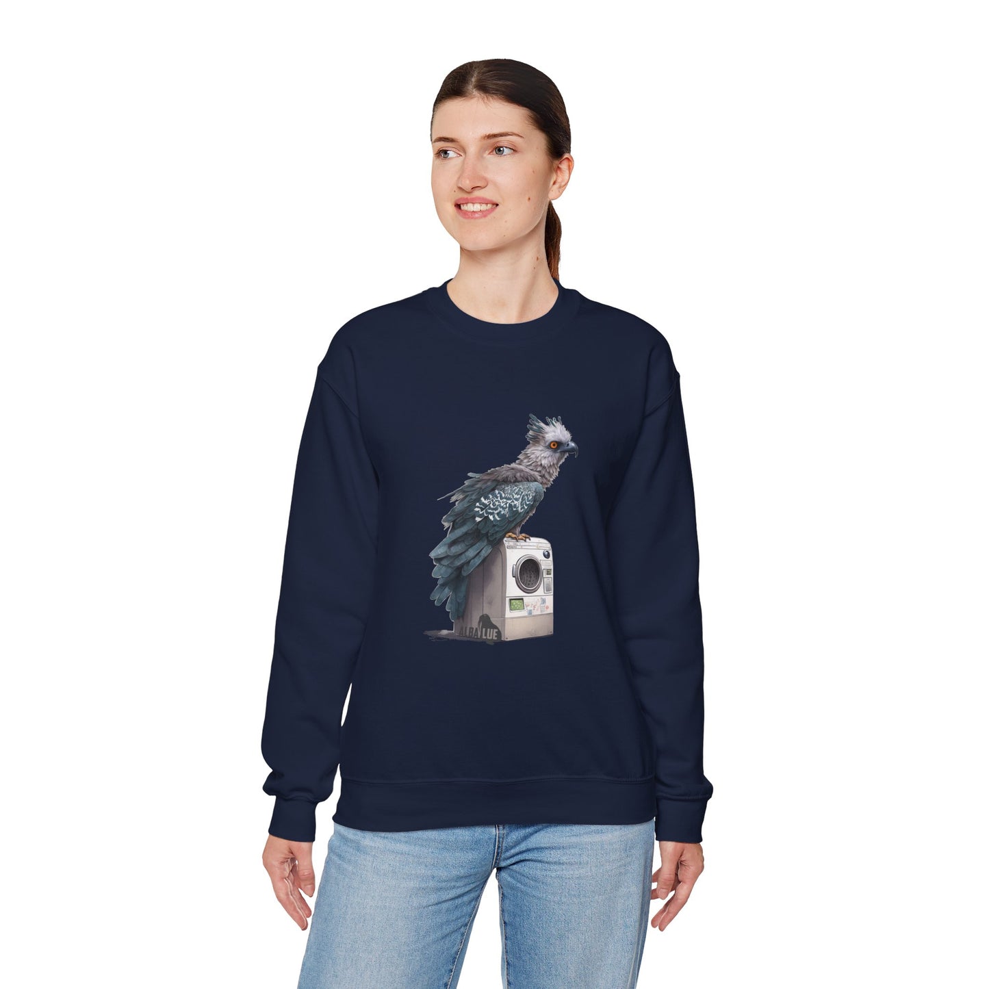 Harpy Eagle Sitting on a Washing Machine  - Crewneck Sweatshirt