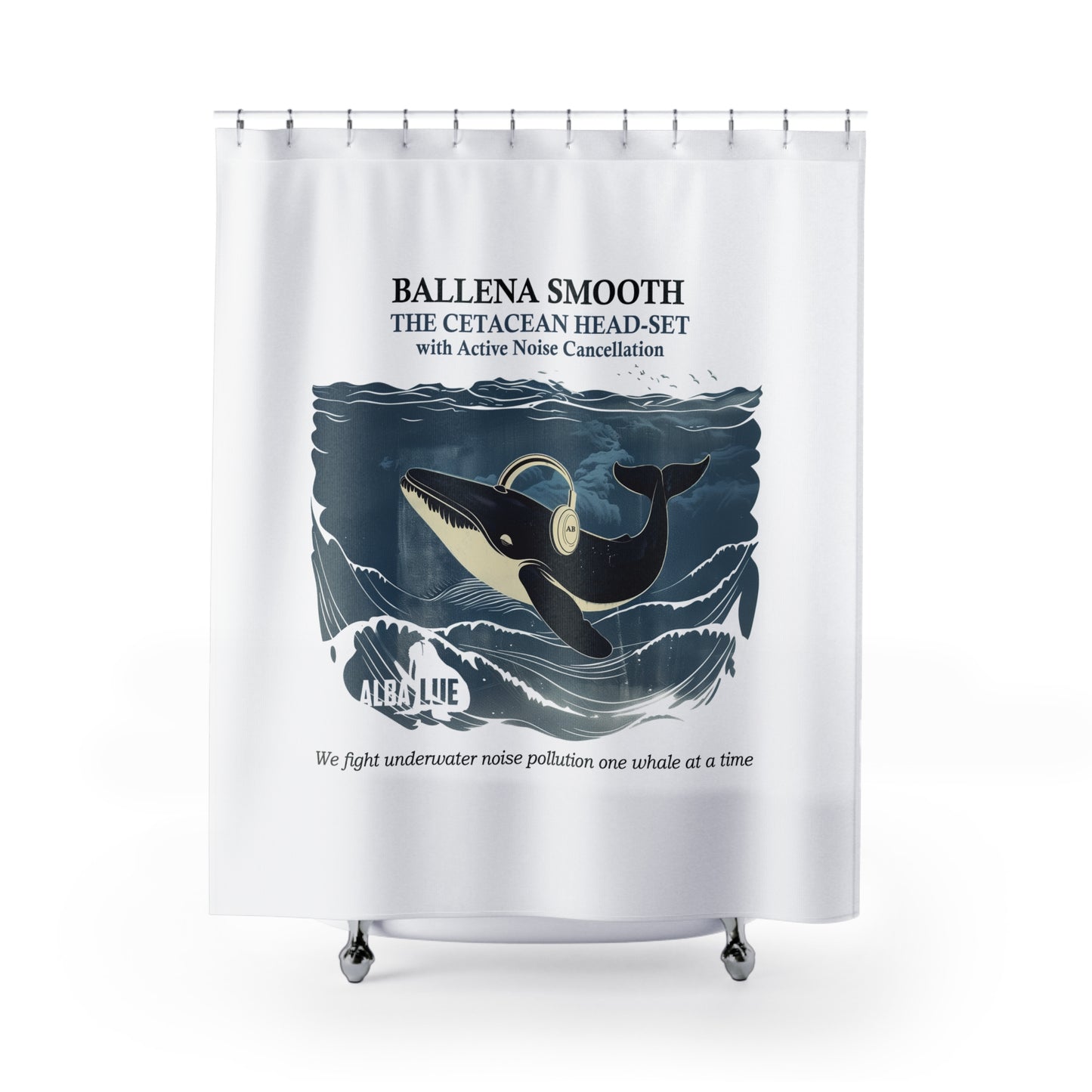 Whale Headphone - Shower Curtain