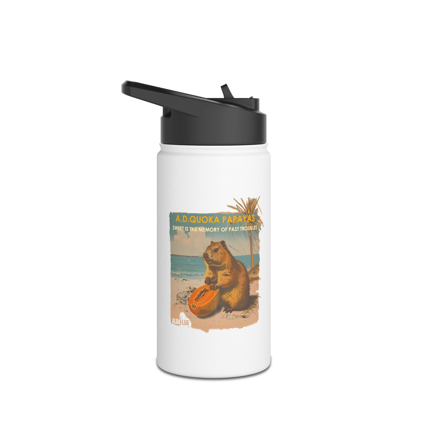 Retro A.D. Quokka Papayas - Stainless Steel Water Bottle