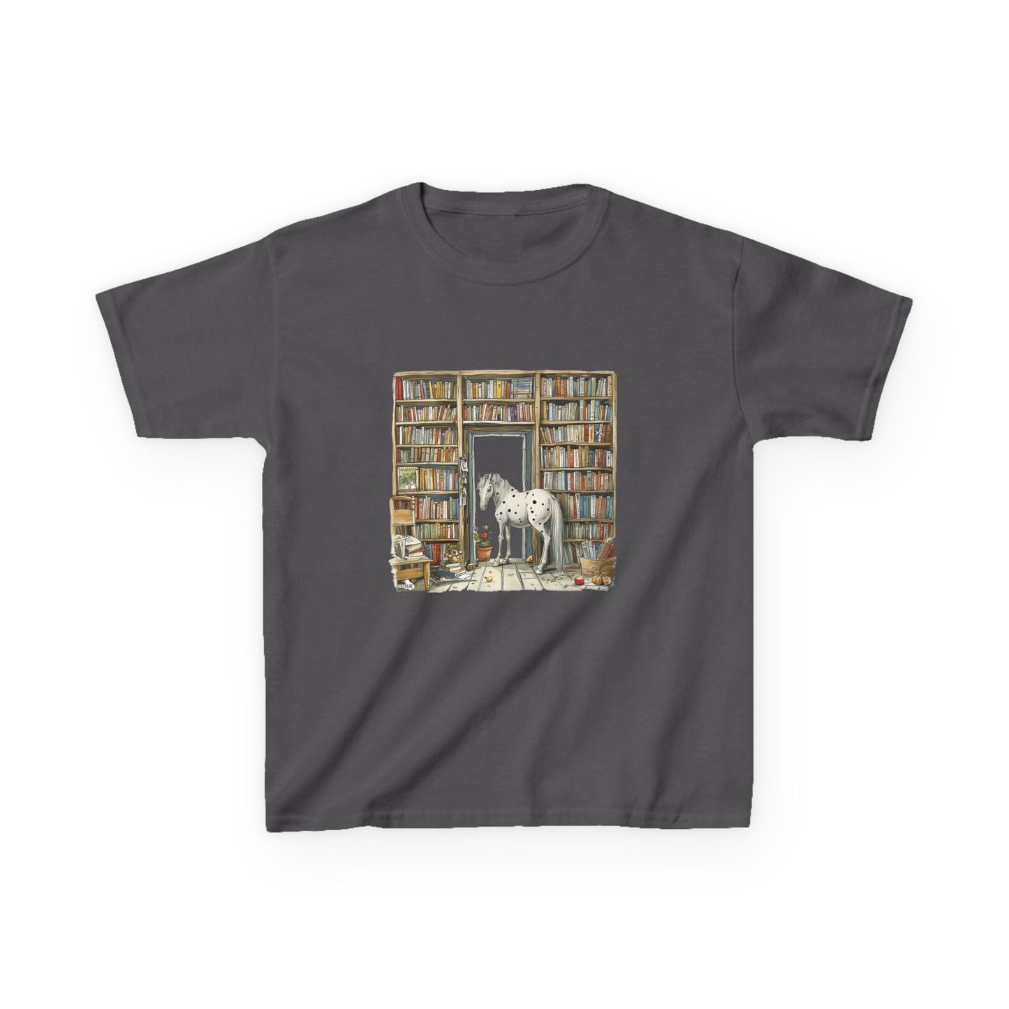 Horse in a Library - Kids T-shirt