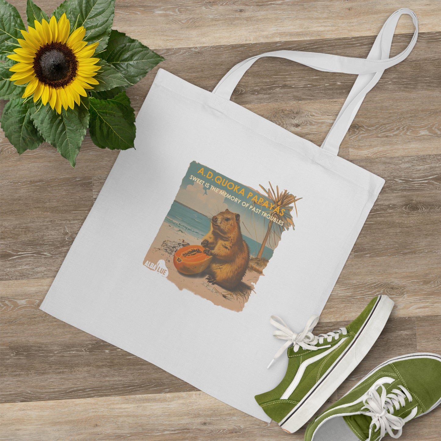 Quokka Beach Vintage Tote Bag – Retro Surfing A.D. Quokka Print
