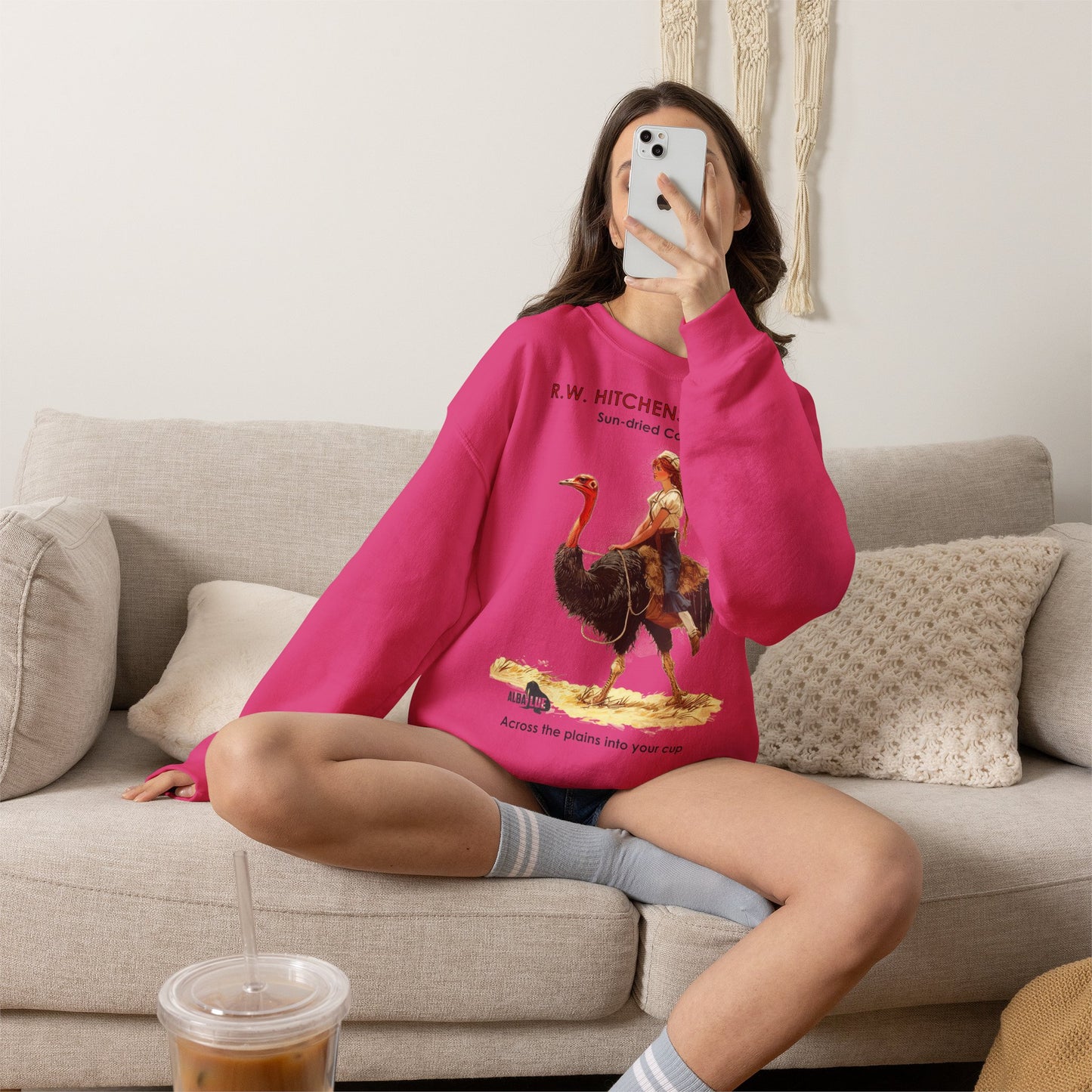 Vintage Ostrich Coffee Ad - Crewneck Sweatshirt