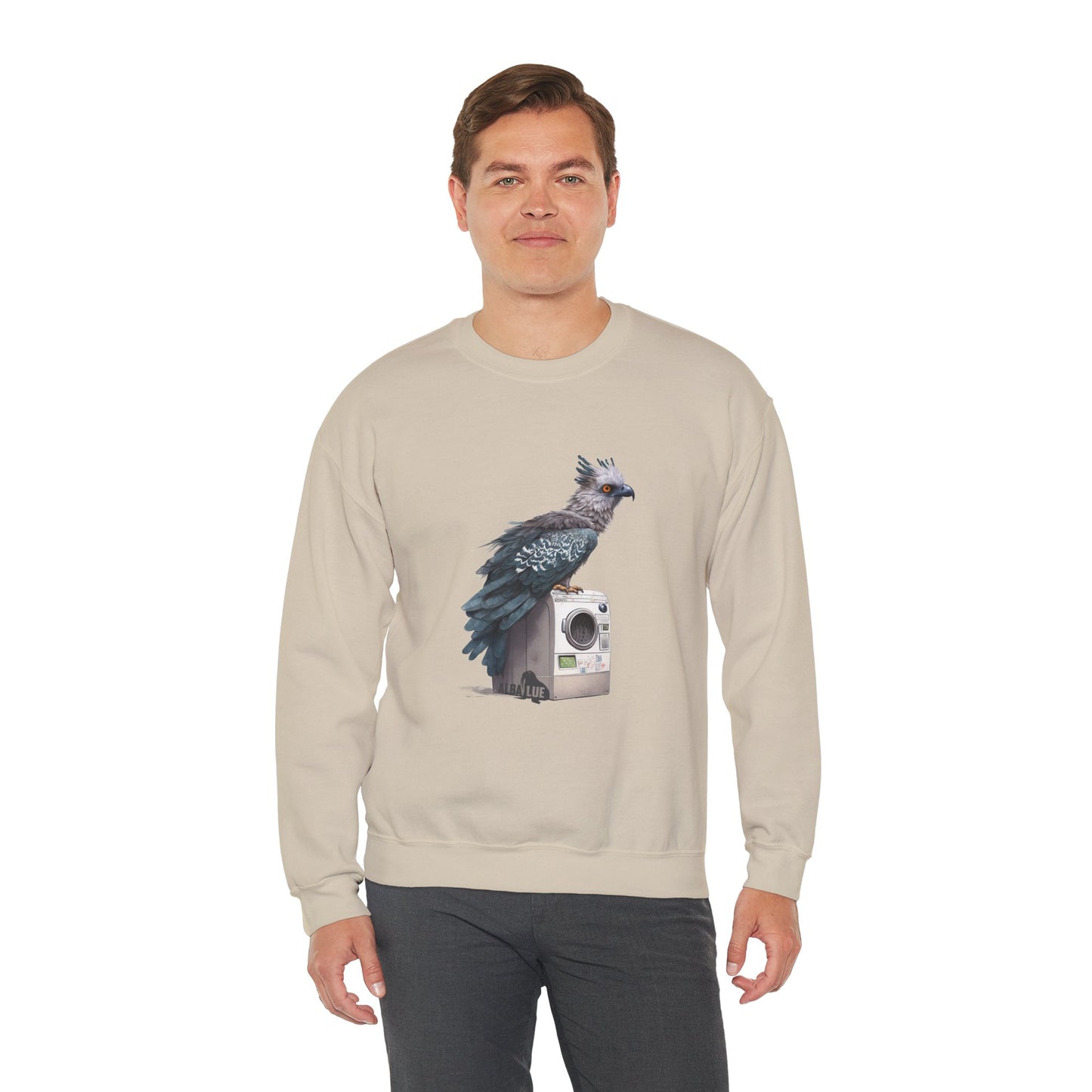 Harpy Eagle Sitting on a Washing Machine  - Crewneck Sweatshirt