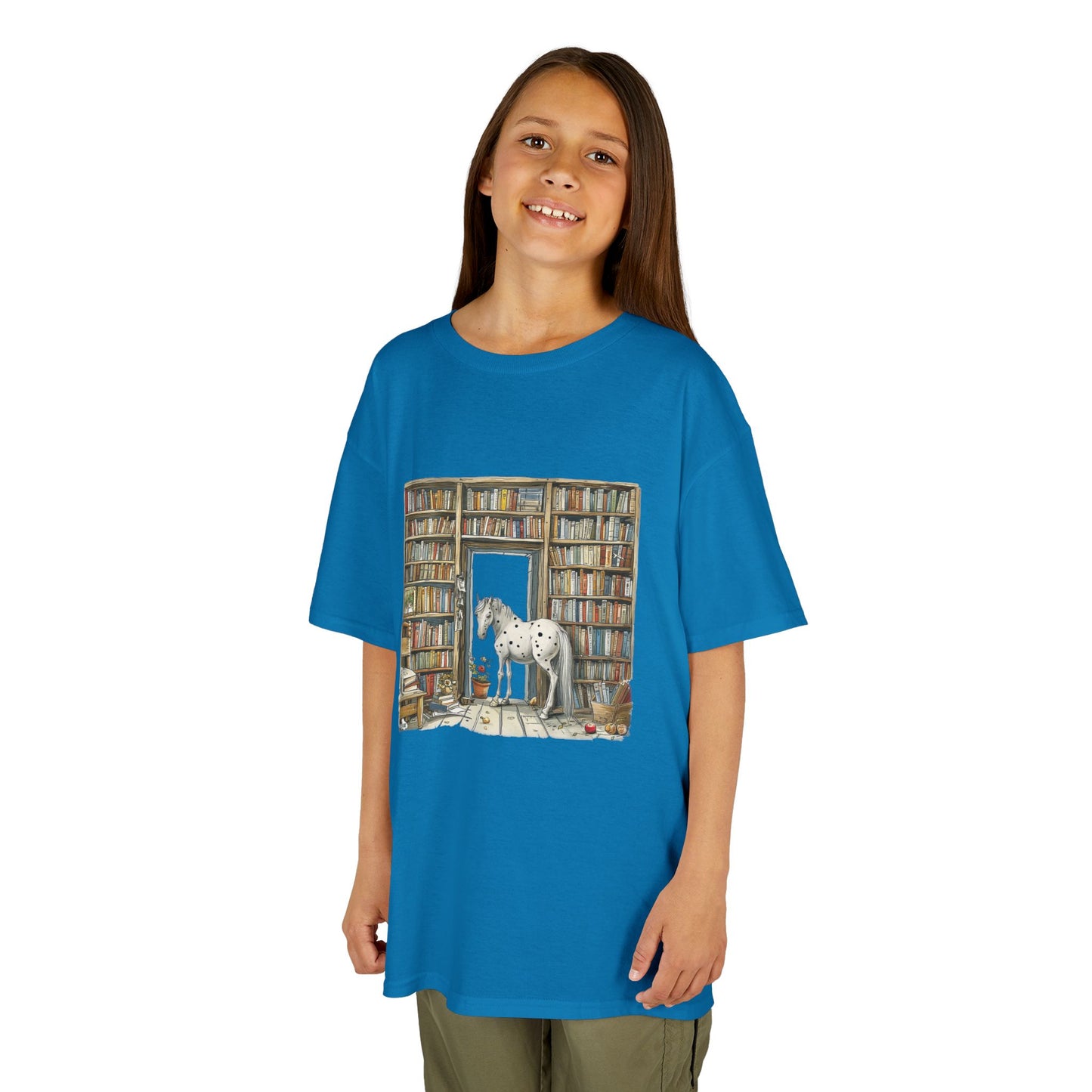 Horse in a Library - Kids T-shirt