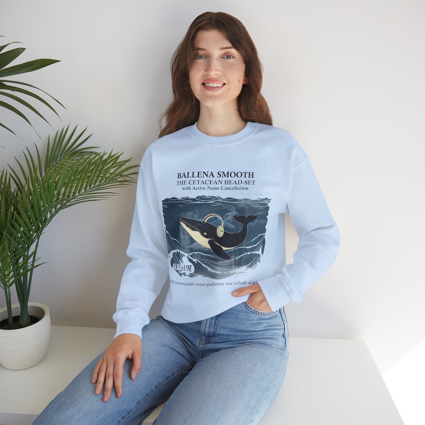 Whale Headphone - Crewneck Sweatshirt