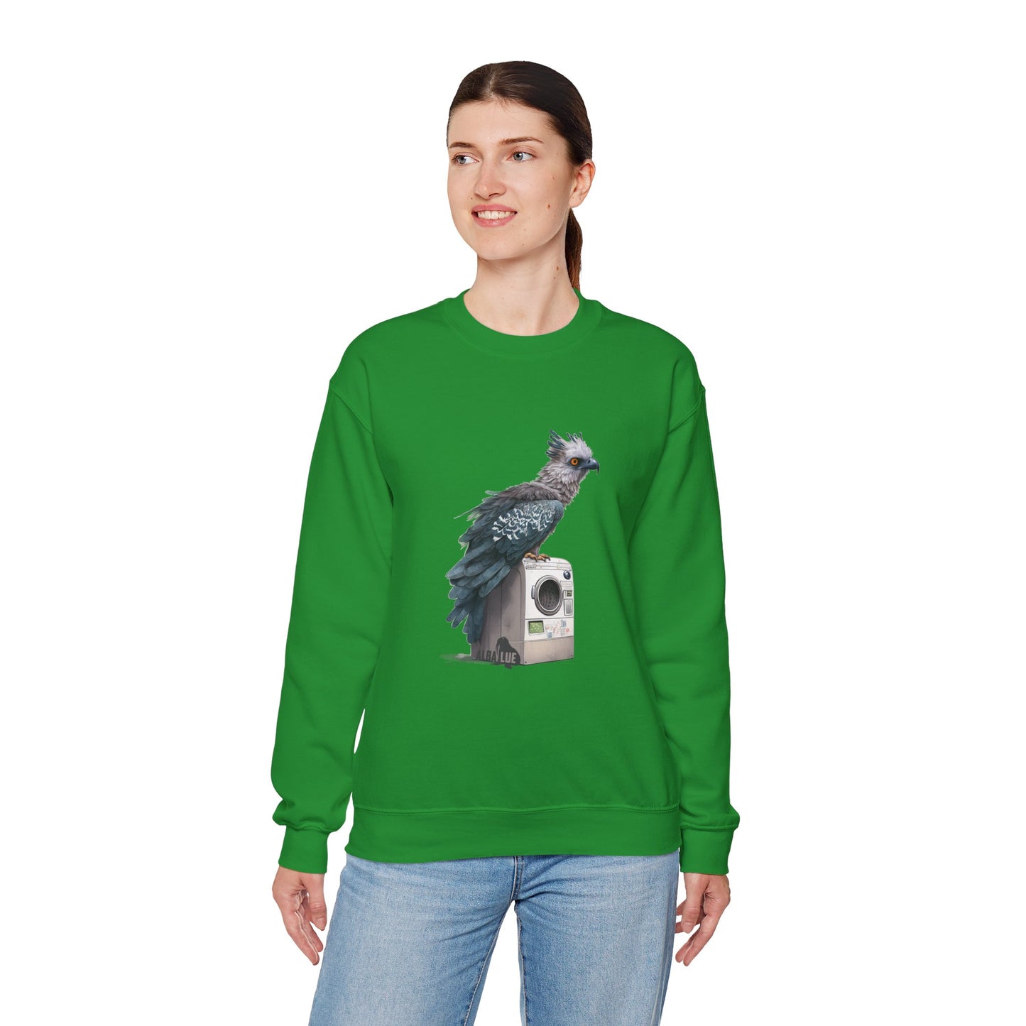 Harpy Eagle Sitting on a Washing Machine  - Crewneck Sweatshirt