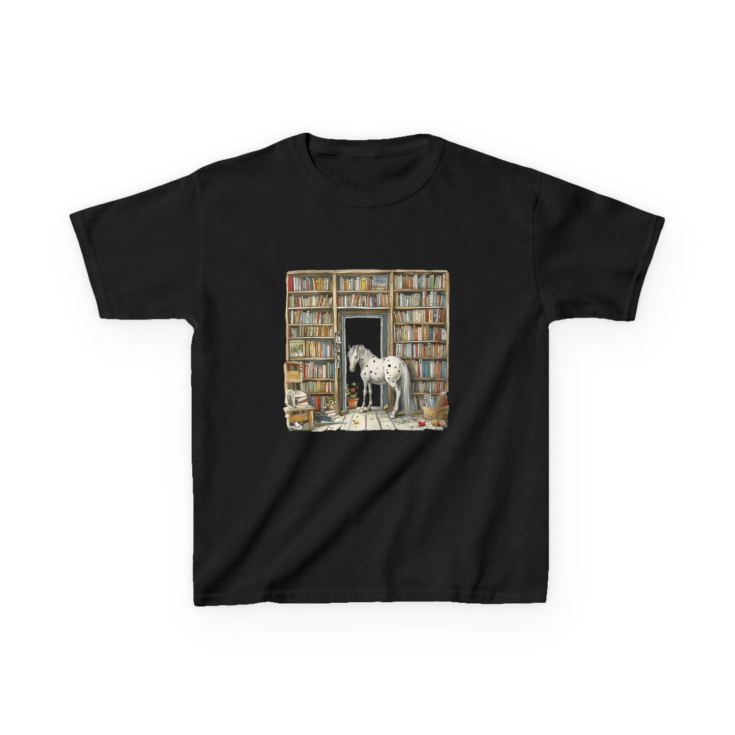 Horse in a Library - Kids T-shirt