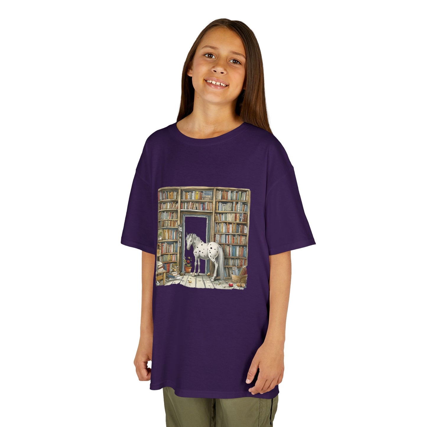 Horse in a Library - Kids T-shirt