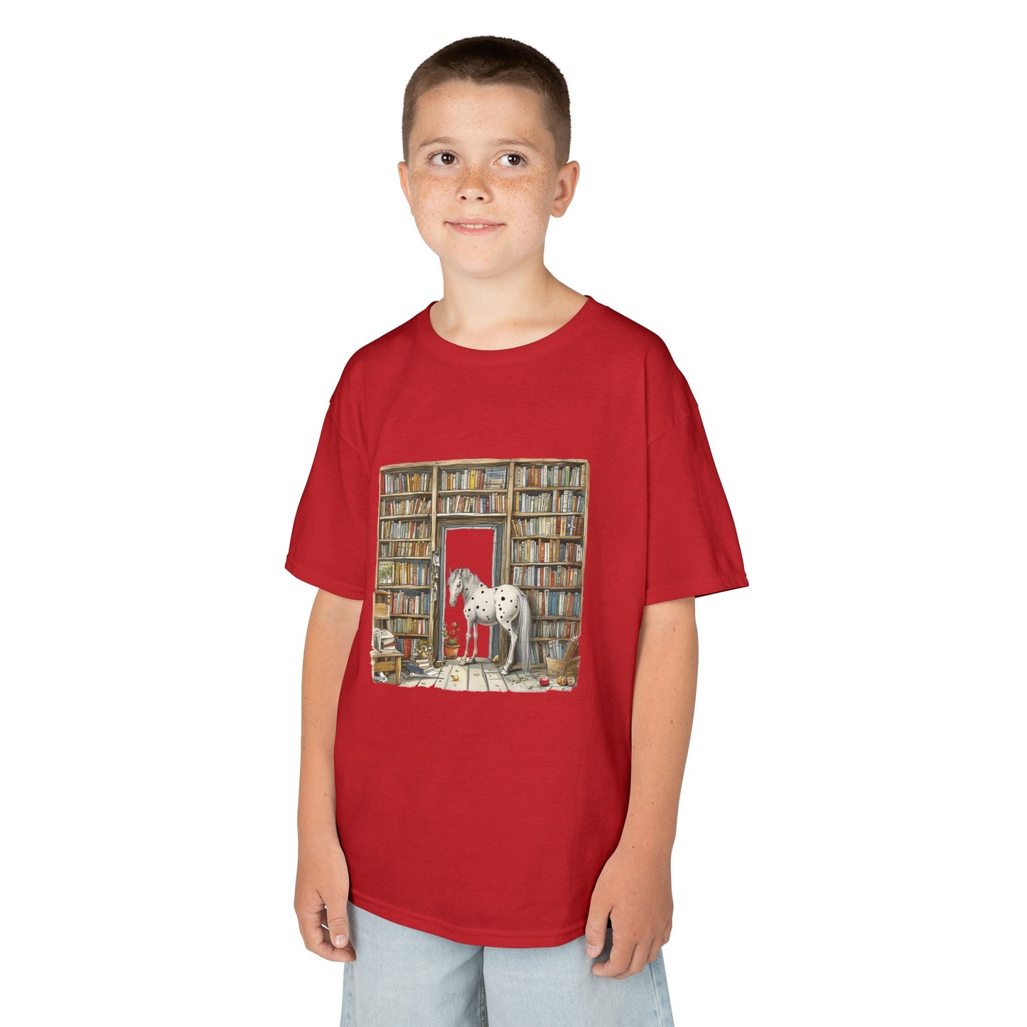 Horse in a Library - Kids T-shirt