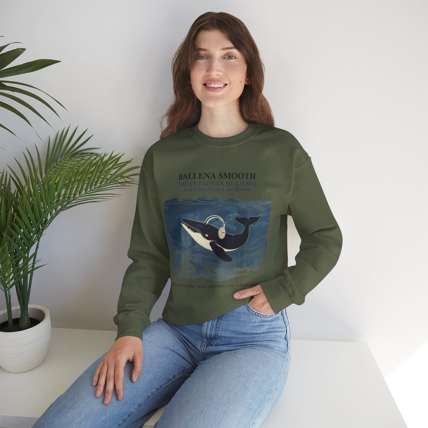 Whale Headphone - Crewneck Sweatshirt