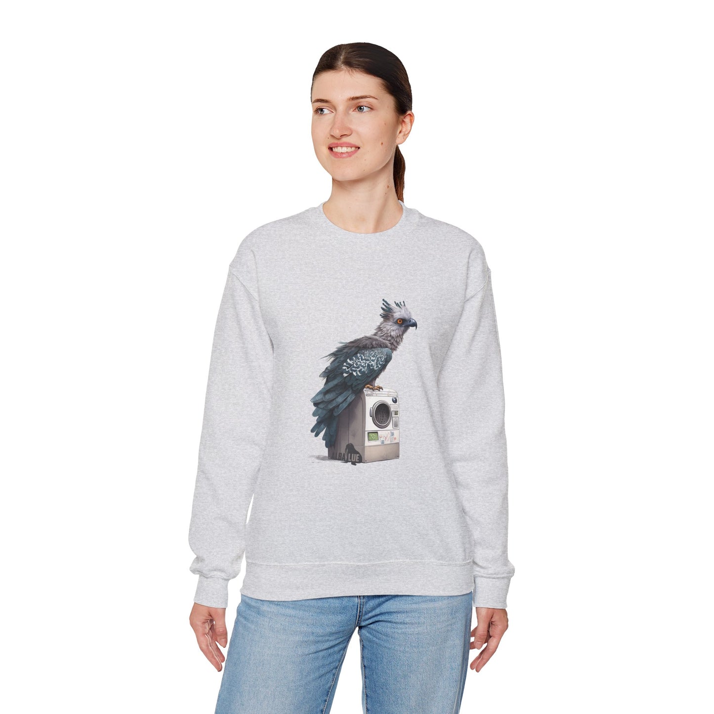 Harpy Eagle Sitting on a Washing Machine  - Crewneck Sweatshirt