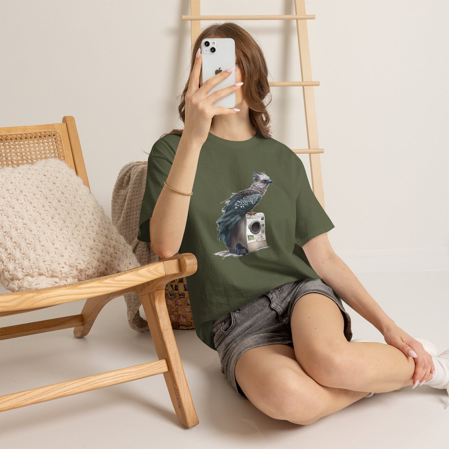 Harpy Eagle Sitting on a Washing Machine  - T-Shirt