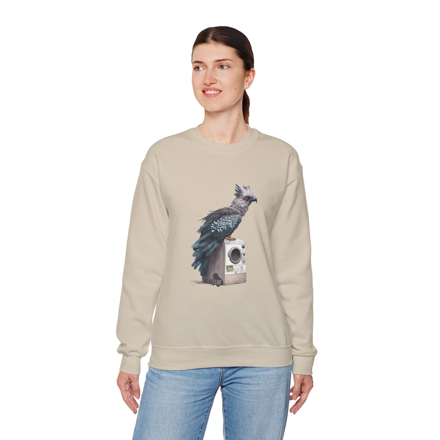 Harpy Eagle Sitting on a Washing Machine  - Crewneck Sweatshirt