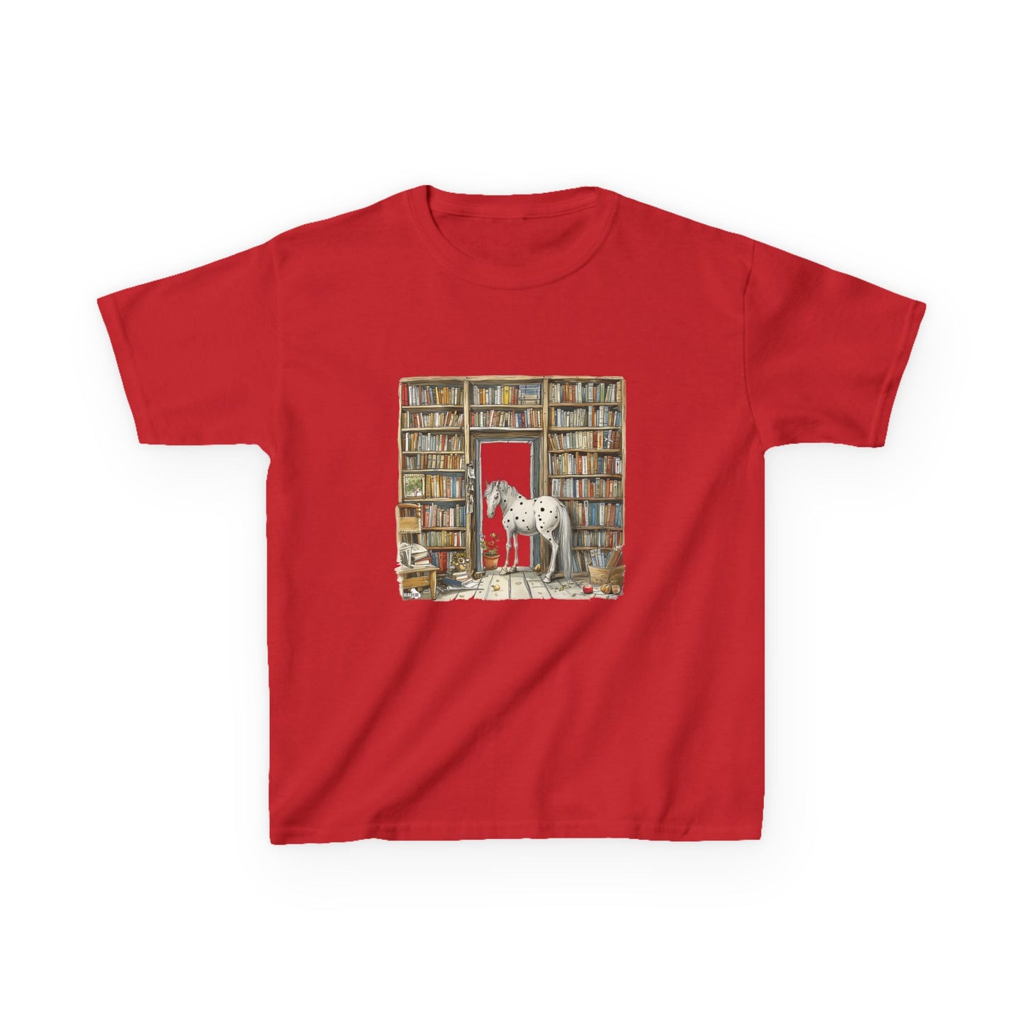 Horse in a Library - Kids T-shirt