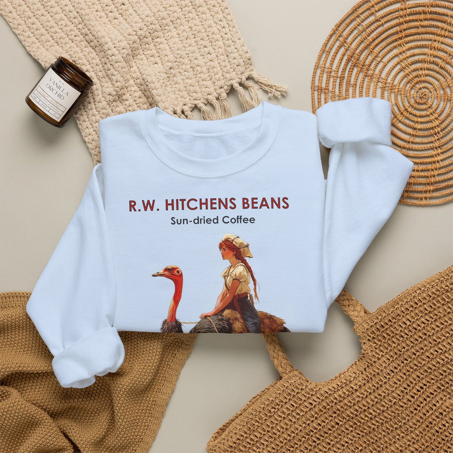 Vintage Ostrich Coffee Ad - Crewneck Sweatshirt
