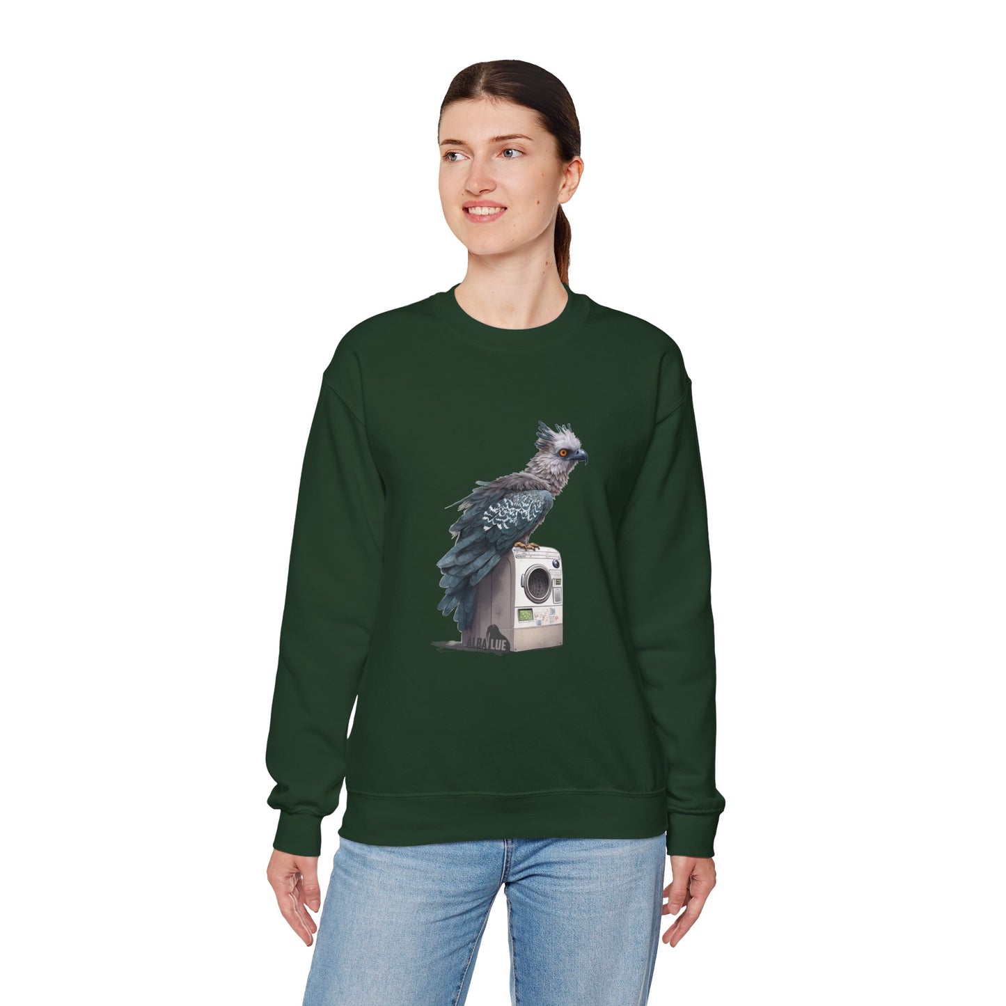 Harpy Eagle Sitting on a Washing Machine  - Crewneck Sweatshirt