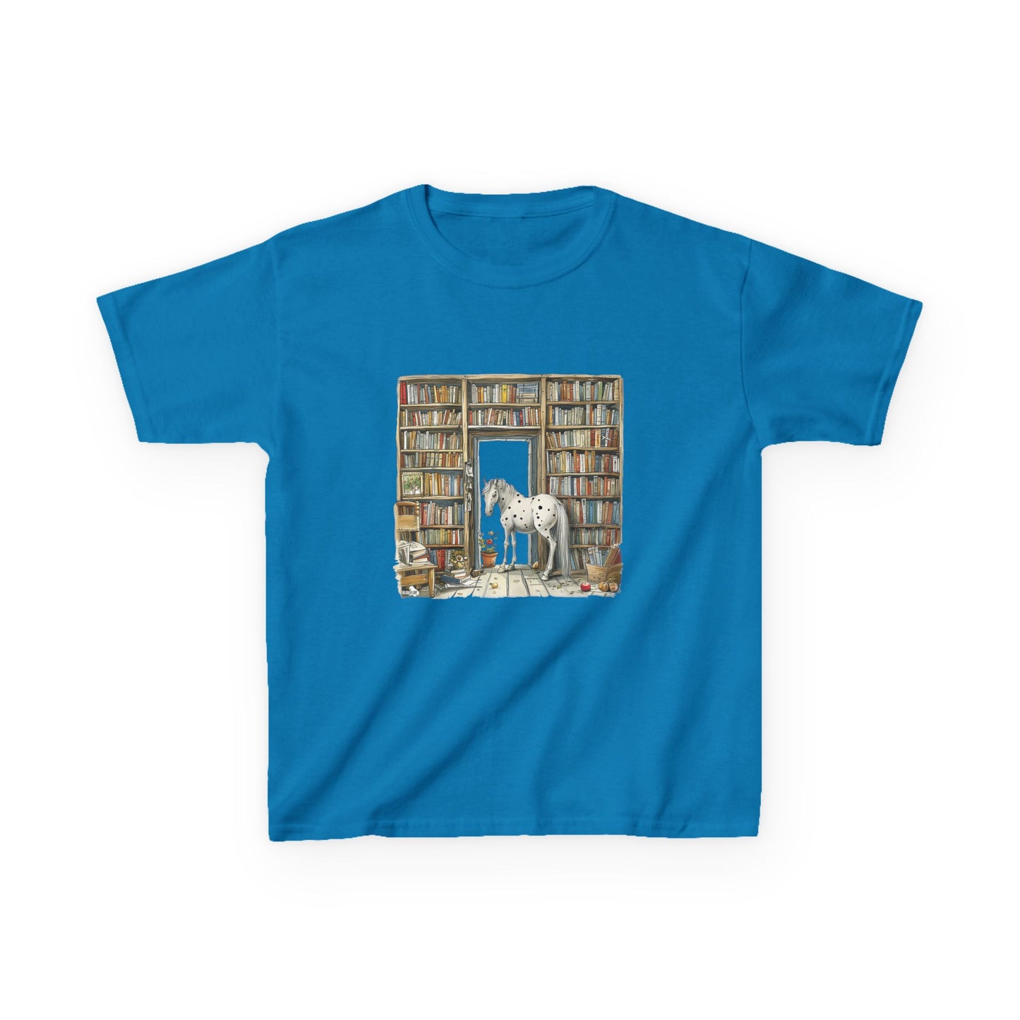 Horse in a Library - Kids T-shirt