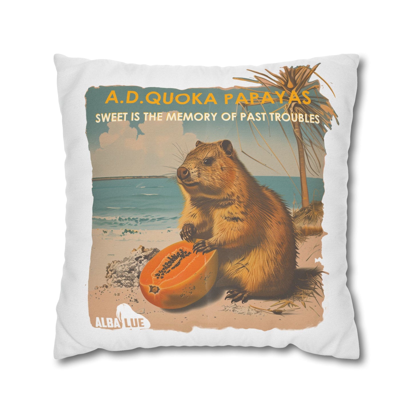 Retro A.D. Quokka Papayas - Pillowcase