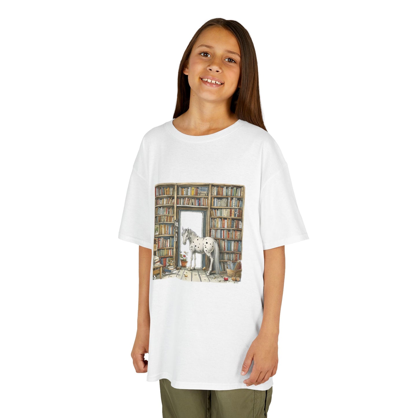 Horse in a Library - Kids T-shirt