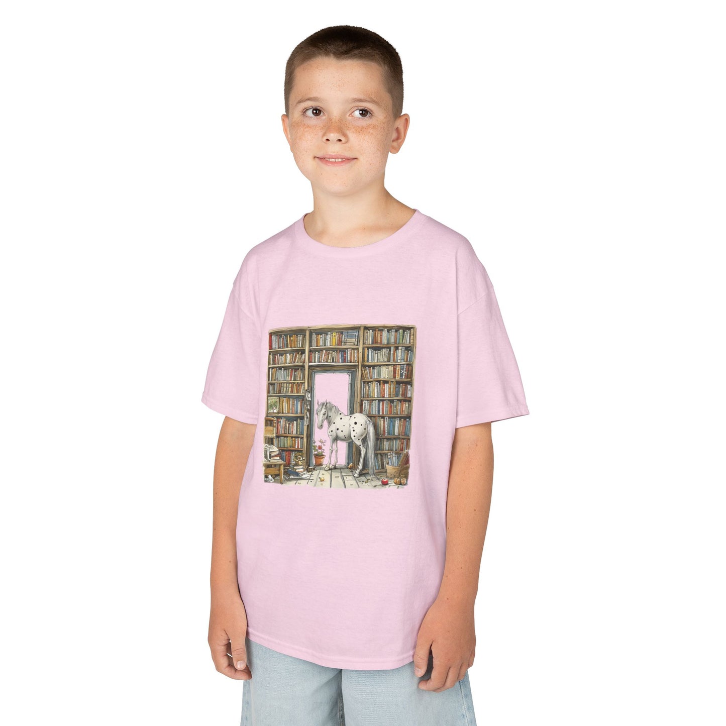 Horse in a Library - Kids T-shirt
