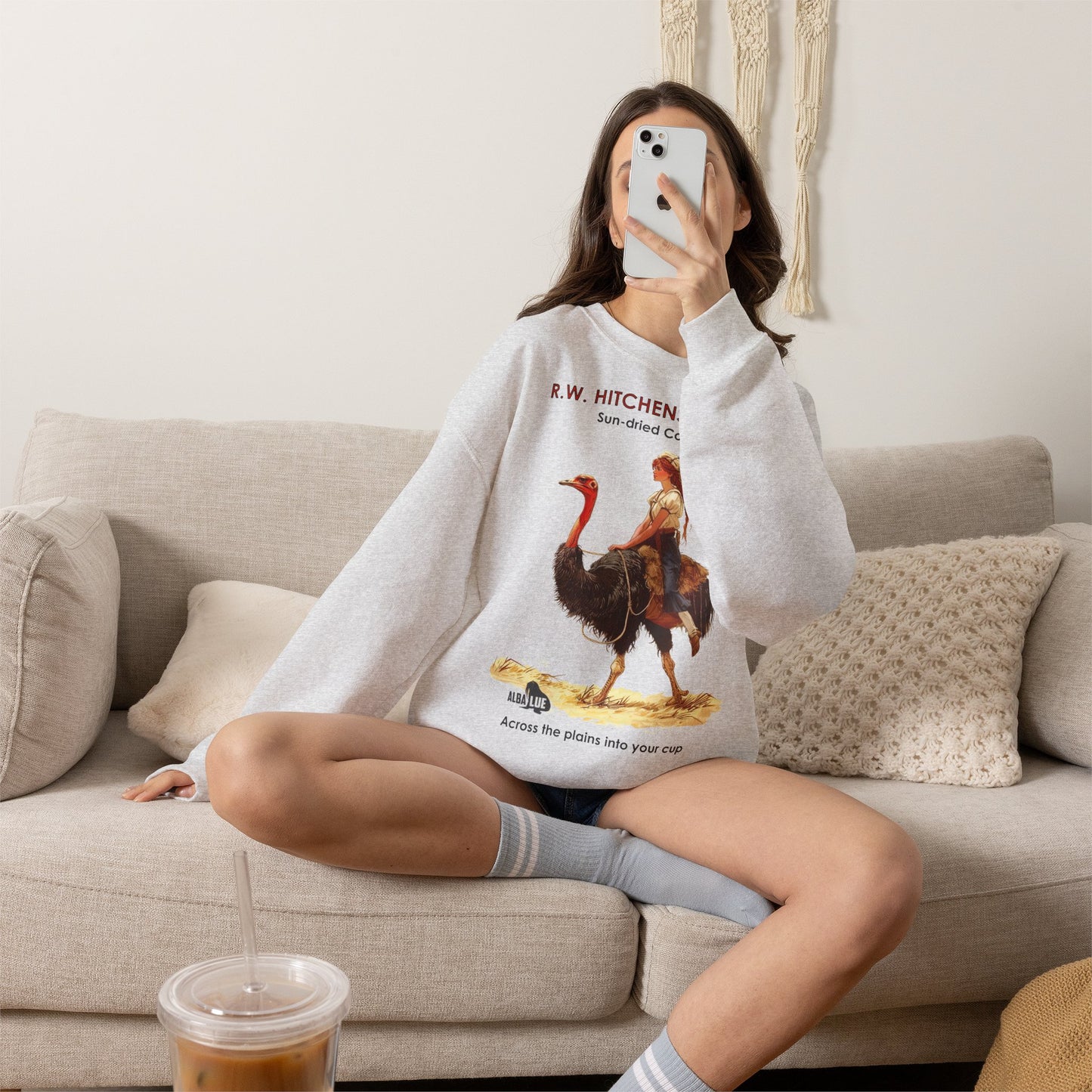 Vintage Ostrich Coffee Ad - Crewneck Sweatshirt
