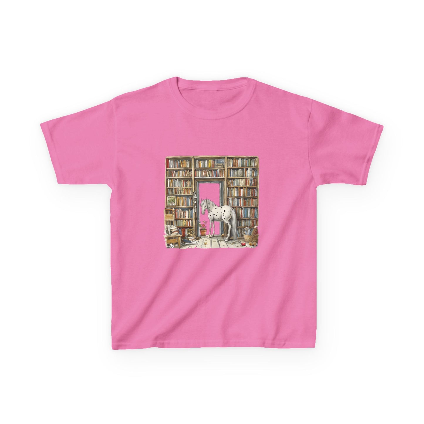 Horse in a Library - Kids T-shirt
