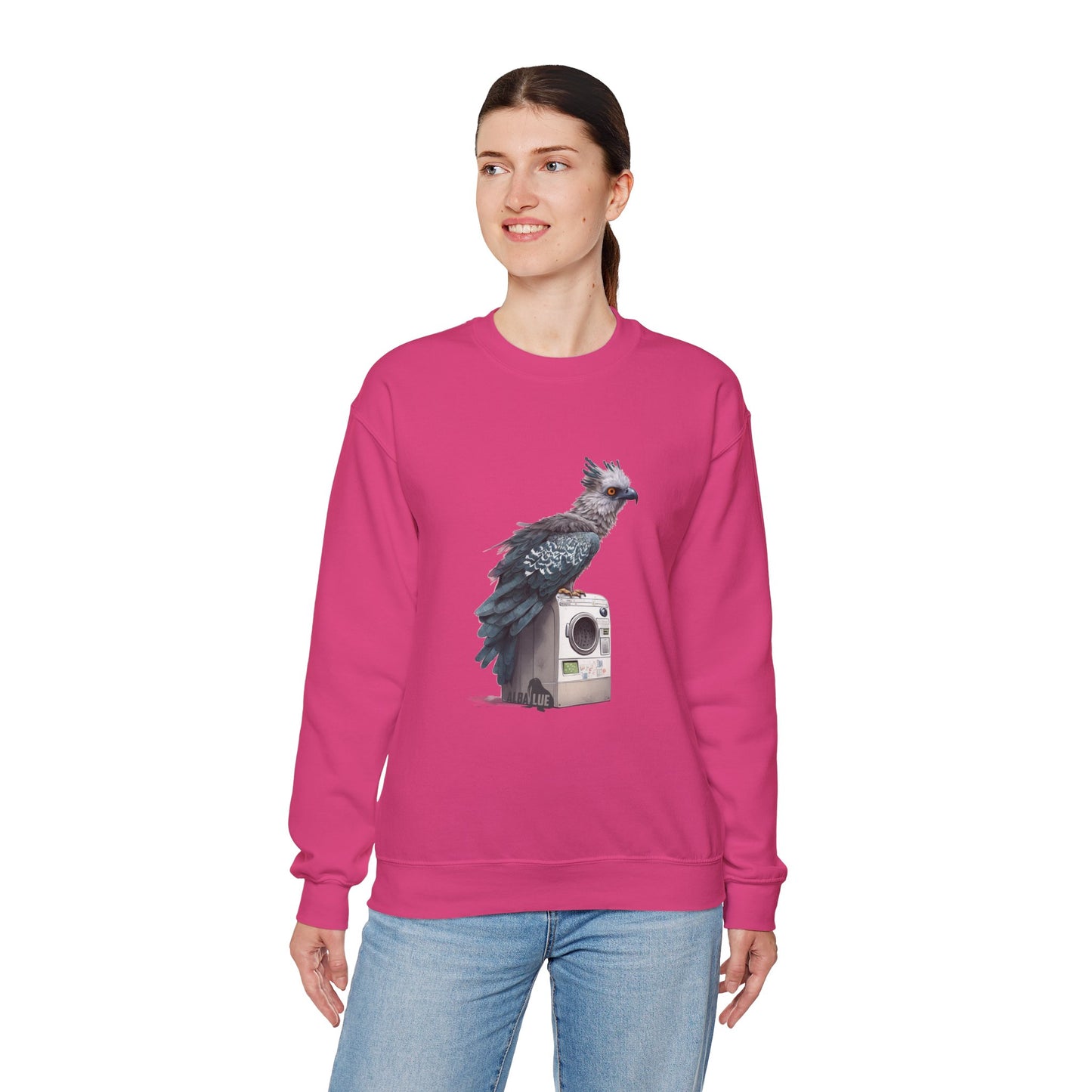Harpy Eagle Sitting on a Washing Machine  - Crewneck Sweatshirt
