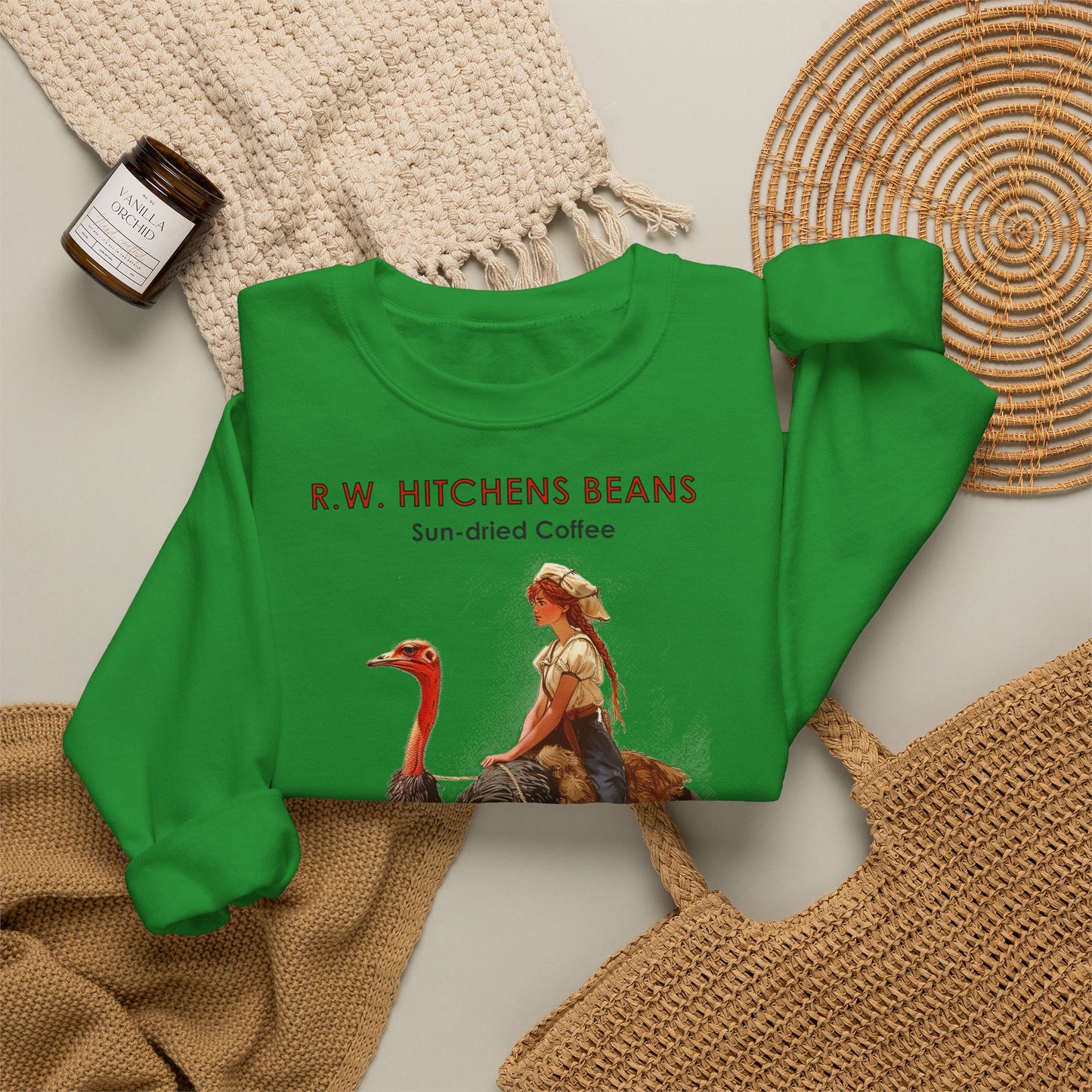 Vintage Ostrich Coffee Ad - Crewneck Sweatshirt