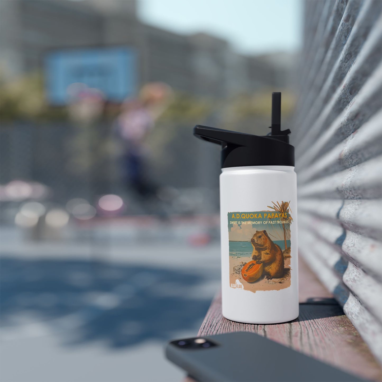 Retro A.D. Quokka Papayas - Stainless Steel Water Bottle