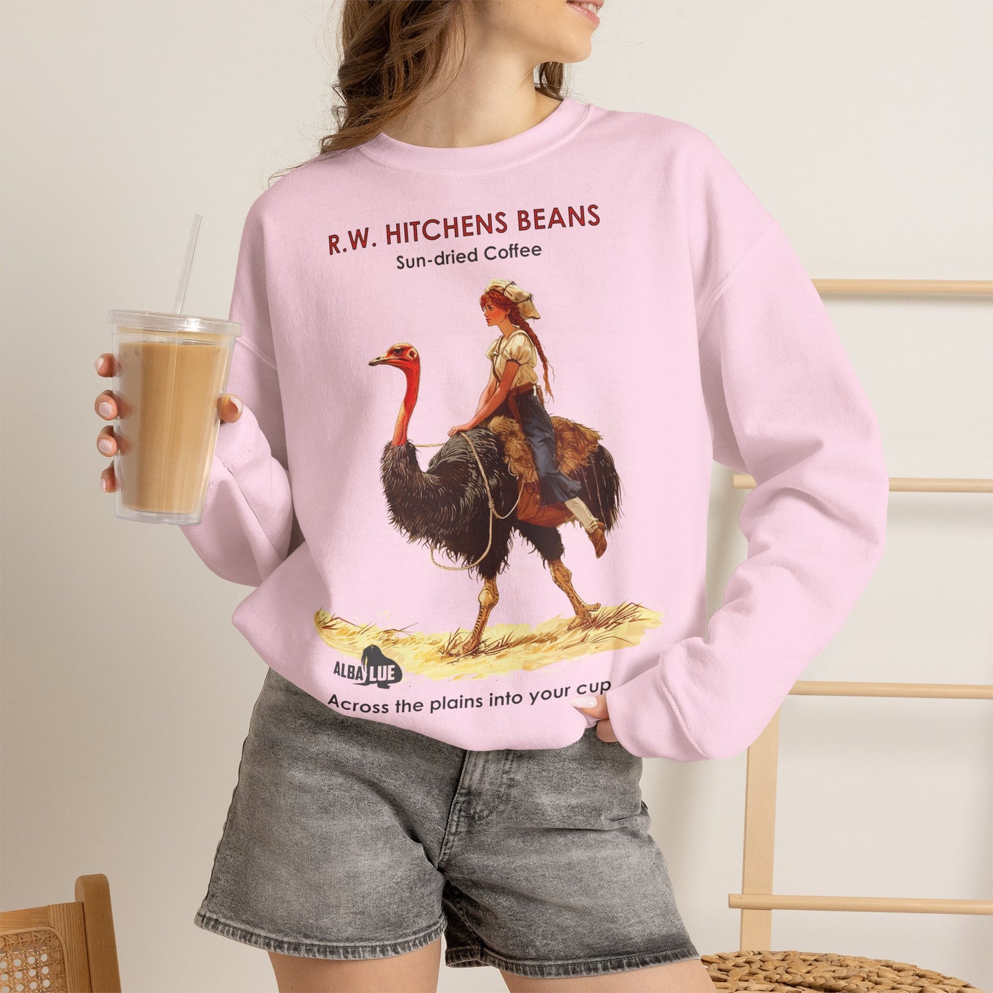 Vintage Ostrich Coffee Ad - Crewneck Sweatshirt