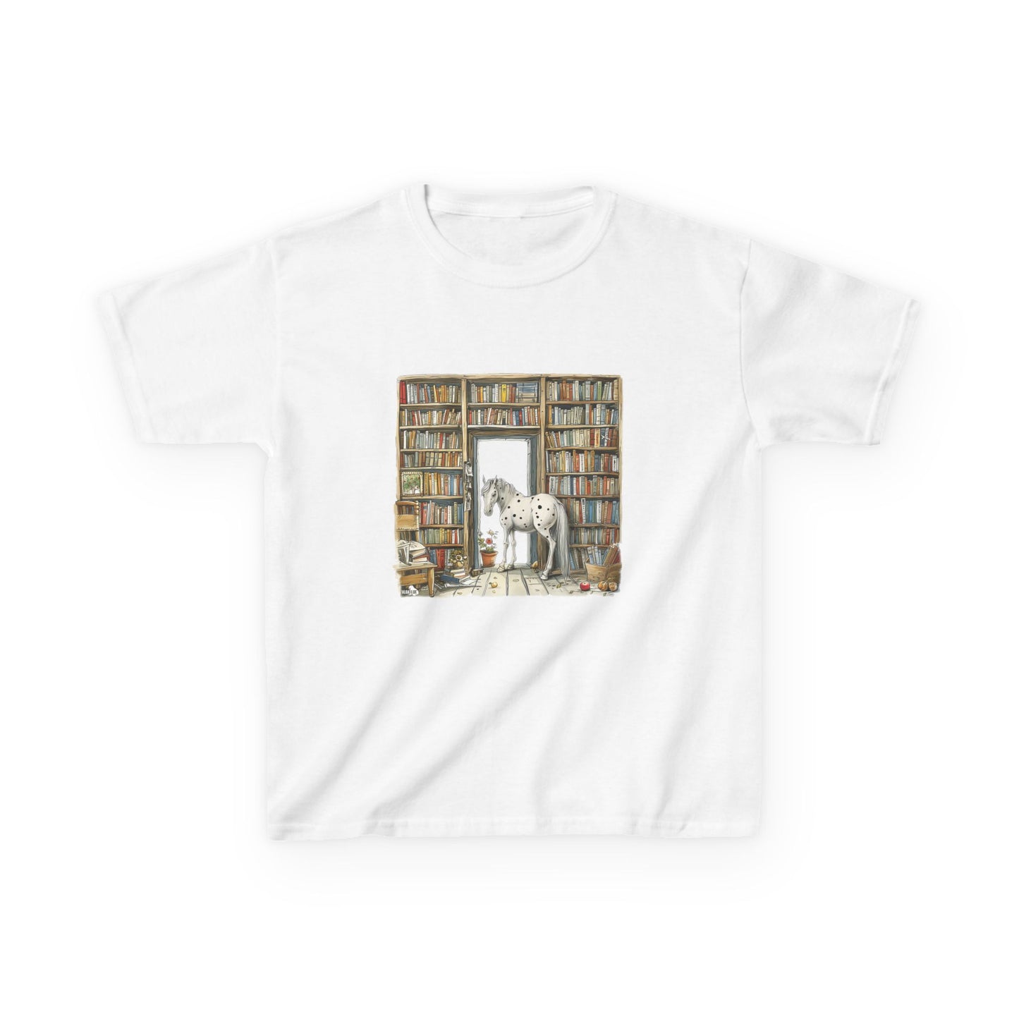 Horse in a Library - Kids T-shirt