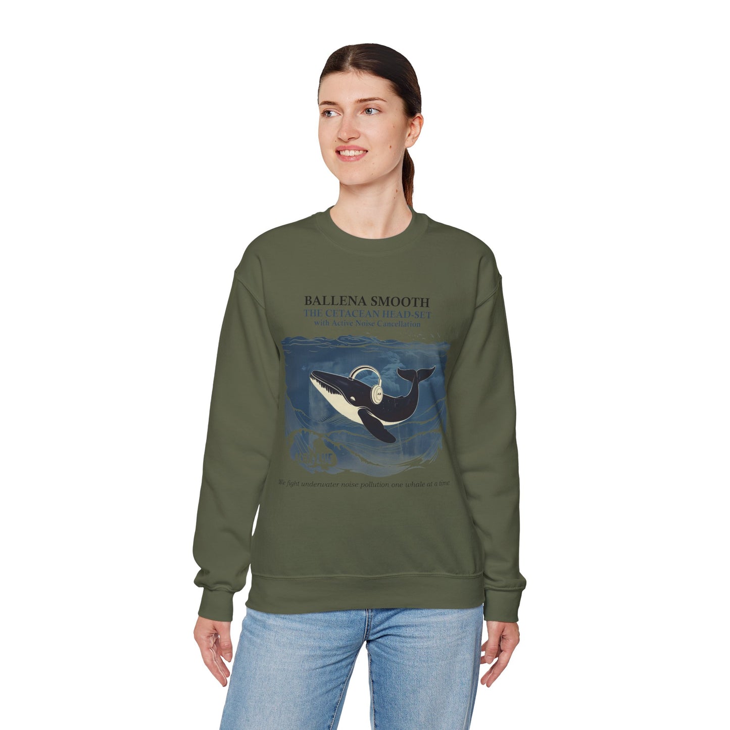 Whale Headphone - Crewneck Sweatshirt