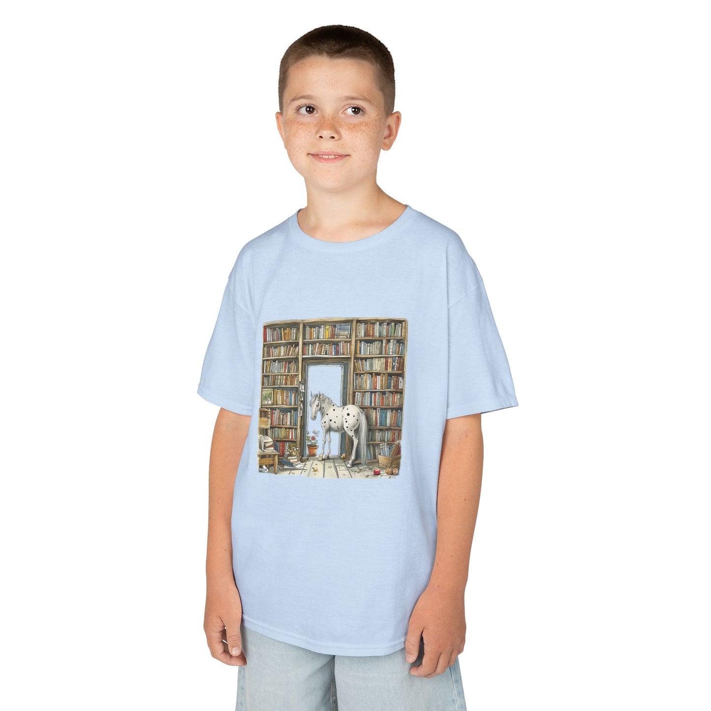 Horse in a Library - Kids T-shirt