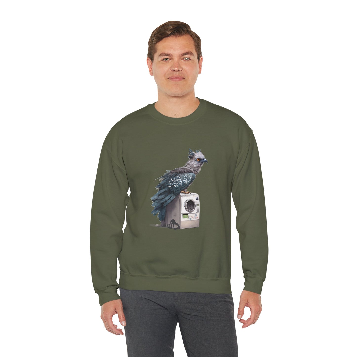 Harpy Eagle Sitting on a Washing Machine  - Crewneck Sweatshirt