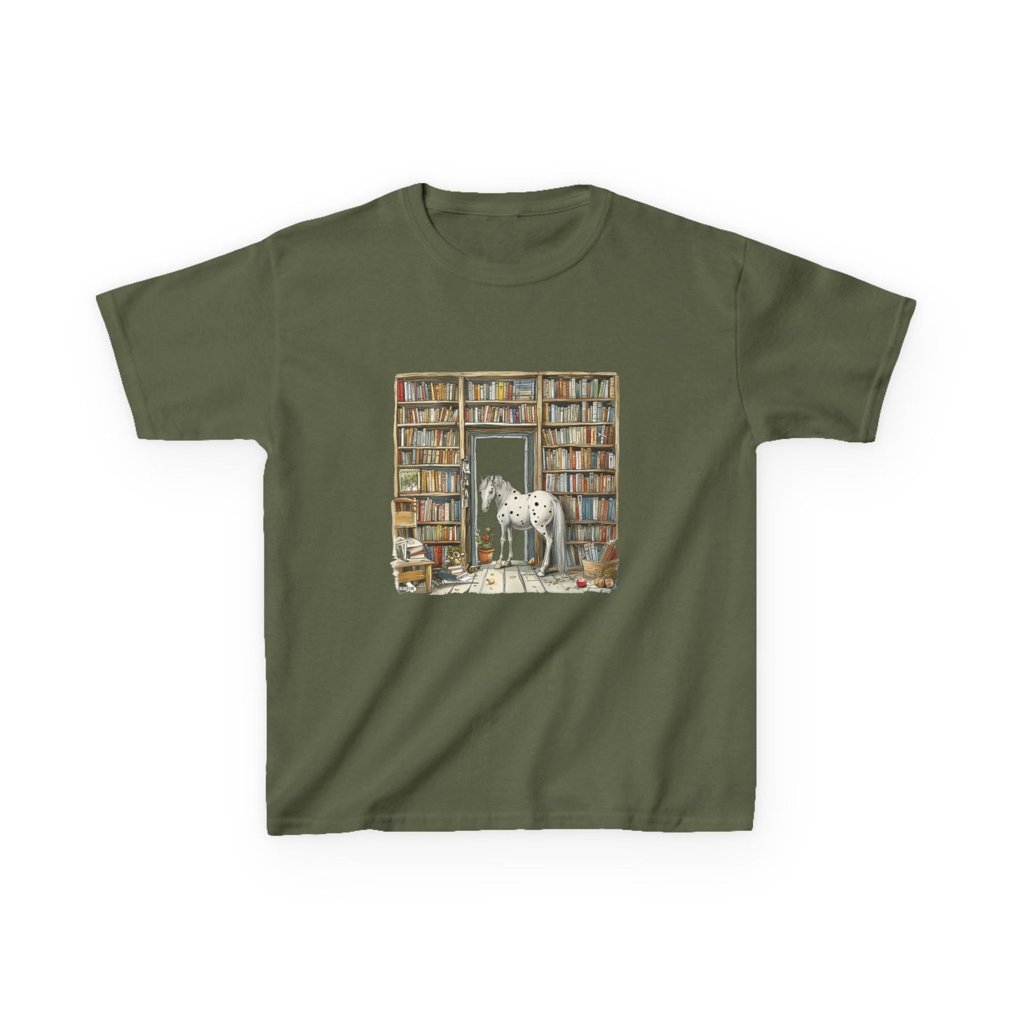 Horse in a Library - Kids T-shirt