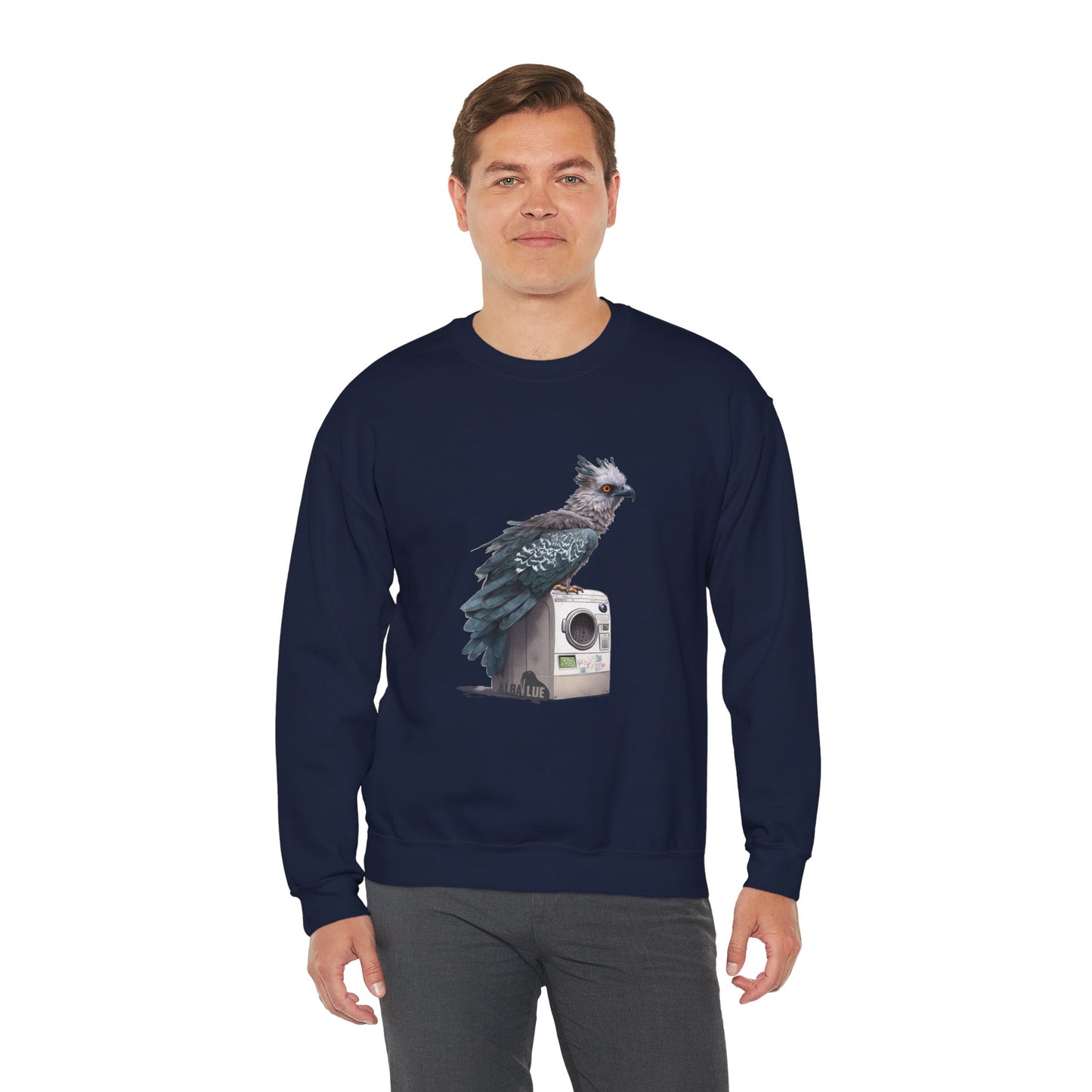 Harpy Eagle Sitting on a Washing Machine  - Crewneck Sweatshirt