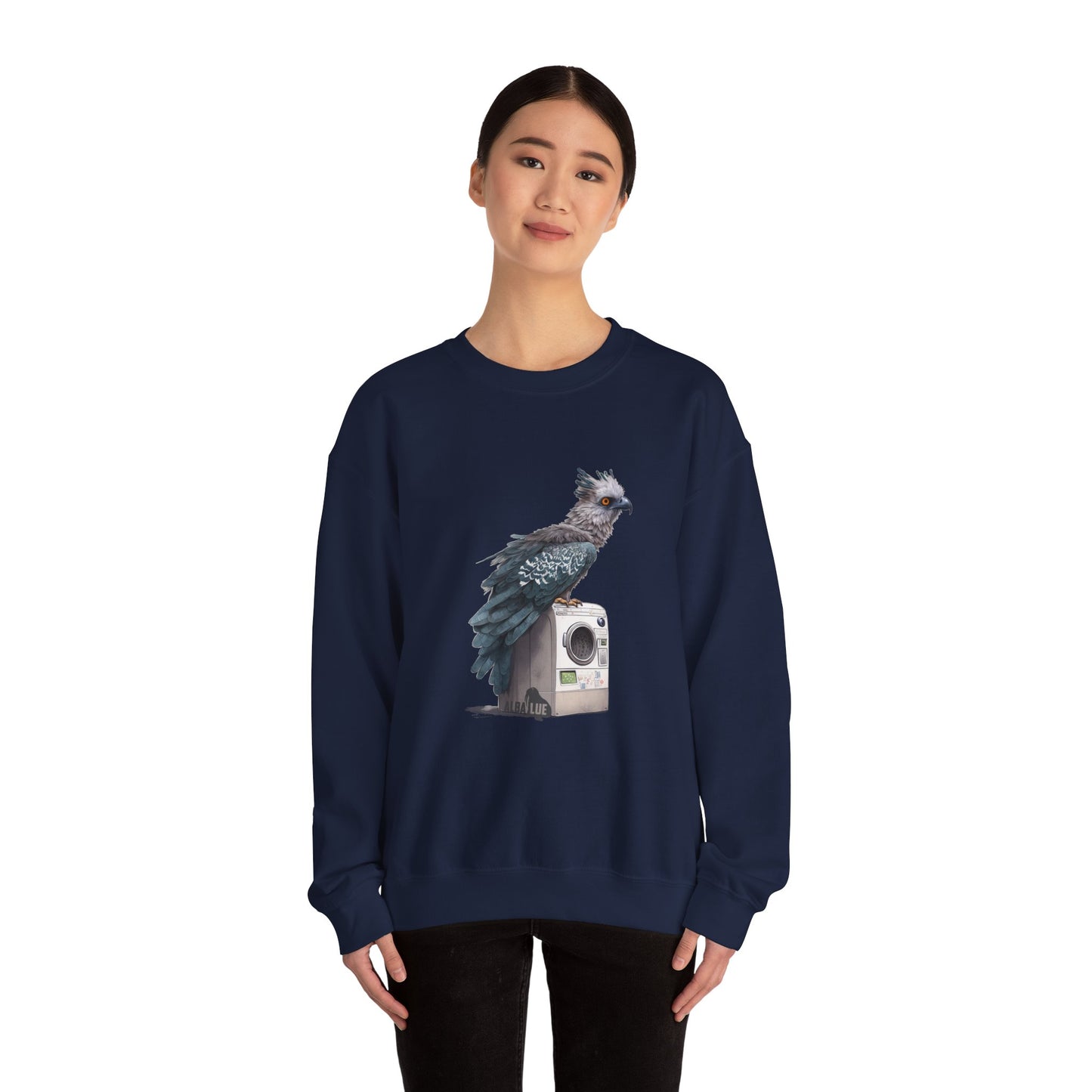 Harpy Eagle Sitting on a Washing Machine  - Crewneck Sweatshirt