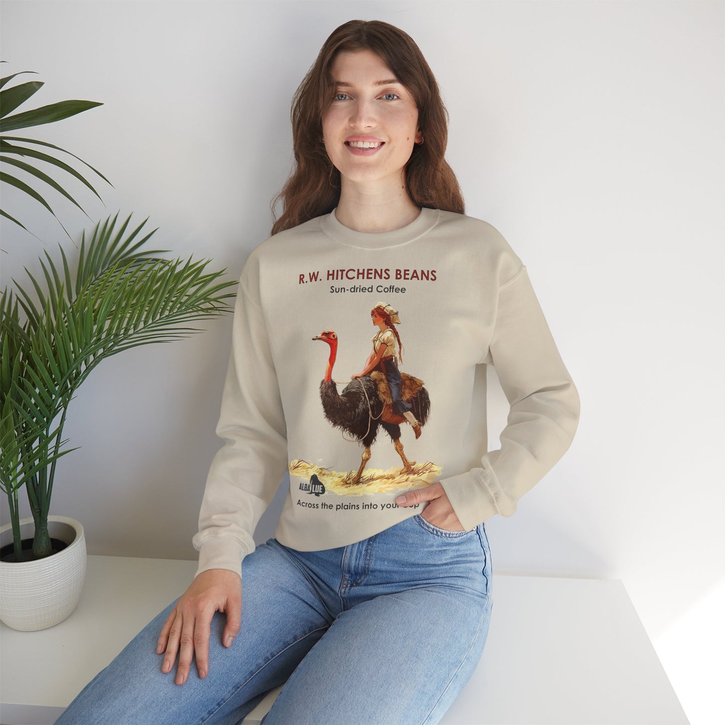 Vintage Ostrich Coffee Ad - Crewneck Sweatshirt
