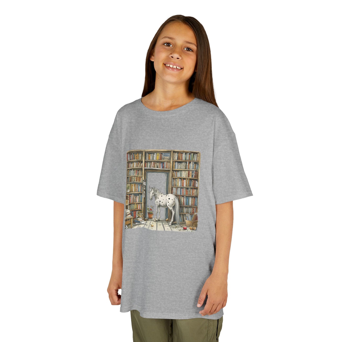 Horse in a Library - Kids T-shirt